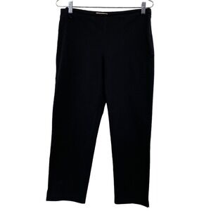 Eileen‎ Fisher Petite Black Organic Cotton Stretch Cropped Pants Side Zip Slit